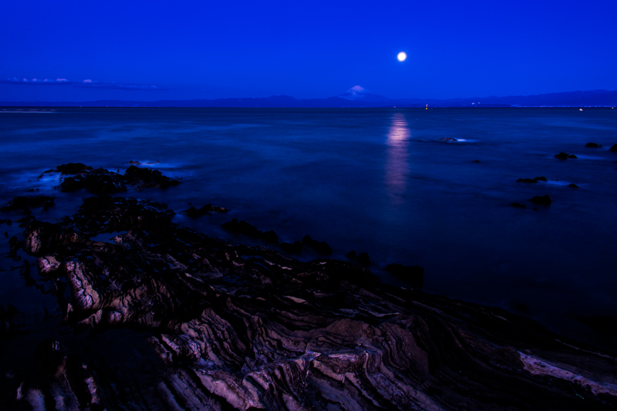 Moonlit View at Arasaki Coast